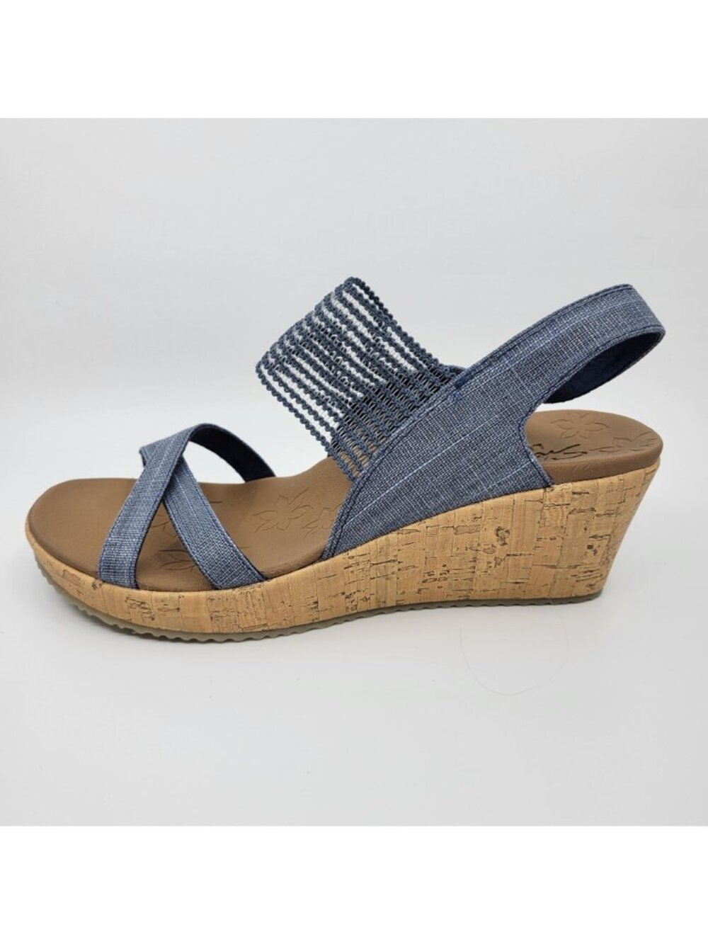 Skechers Beverlee Luxe Foam Wedge Sandals Womens sz 10 Blue Comfort Shoes Beachy - Picture 4 of 11